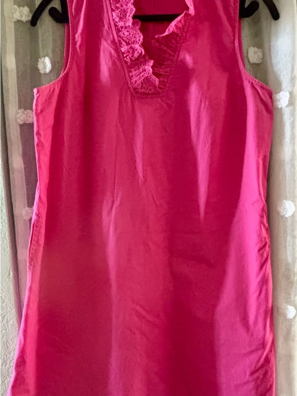 Crown & Ivy Hot Pink Sleeveless Ruffle V-Neck Shift Dress